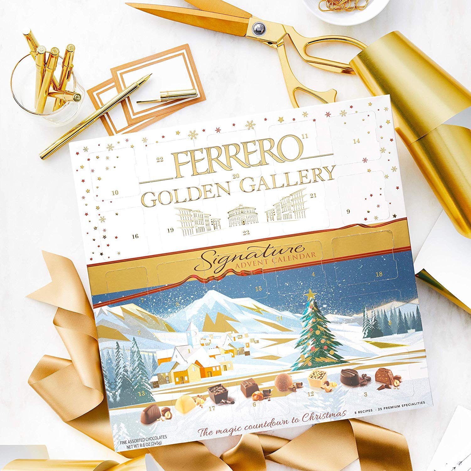 FERRERO CHOCOLATE ADVENT CALENDAR 2019 CHRISTMAS GOLDEN GALLERY SIGNATURE, 25 COUNT, 8.6 OZ FOR $13.49
