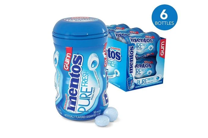 MENTOS PURE FRESH SUGAR-FREE CHEWING GUM, FRESH MINT, 50 PIECE BOTTLE (PACK OF 6) FOR $10.39