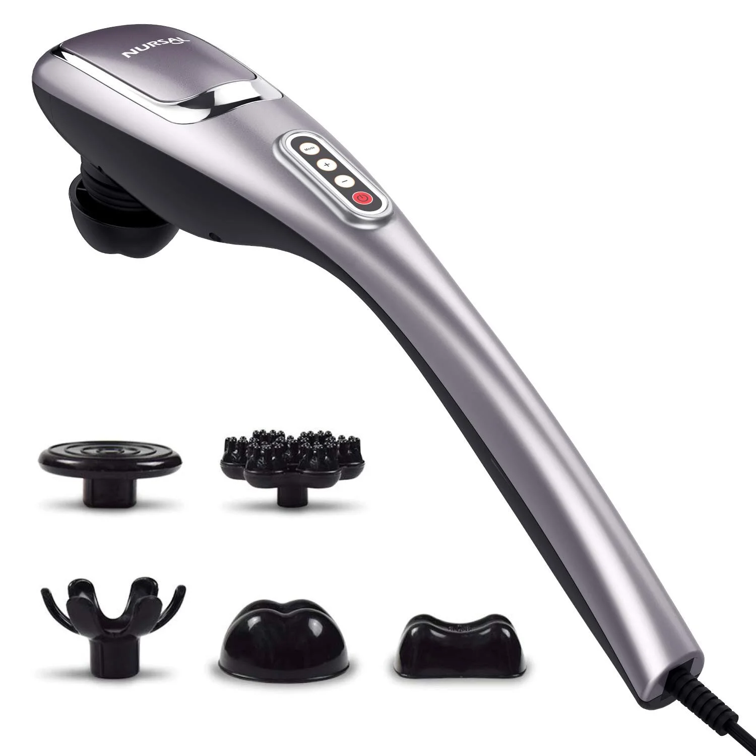 HANDHELD DEEP PERCUSSION MASSAGER WITH 5 MASSAGE MODES, ADJUSTABLE SPEED AND NON-SLIP DESIGN PLUS 5 INTERCHANGEABLE TIPS FOR $27.19