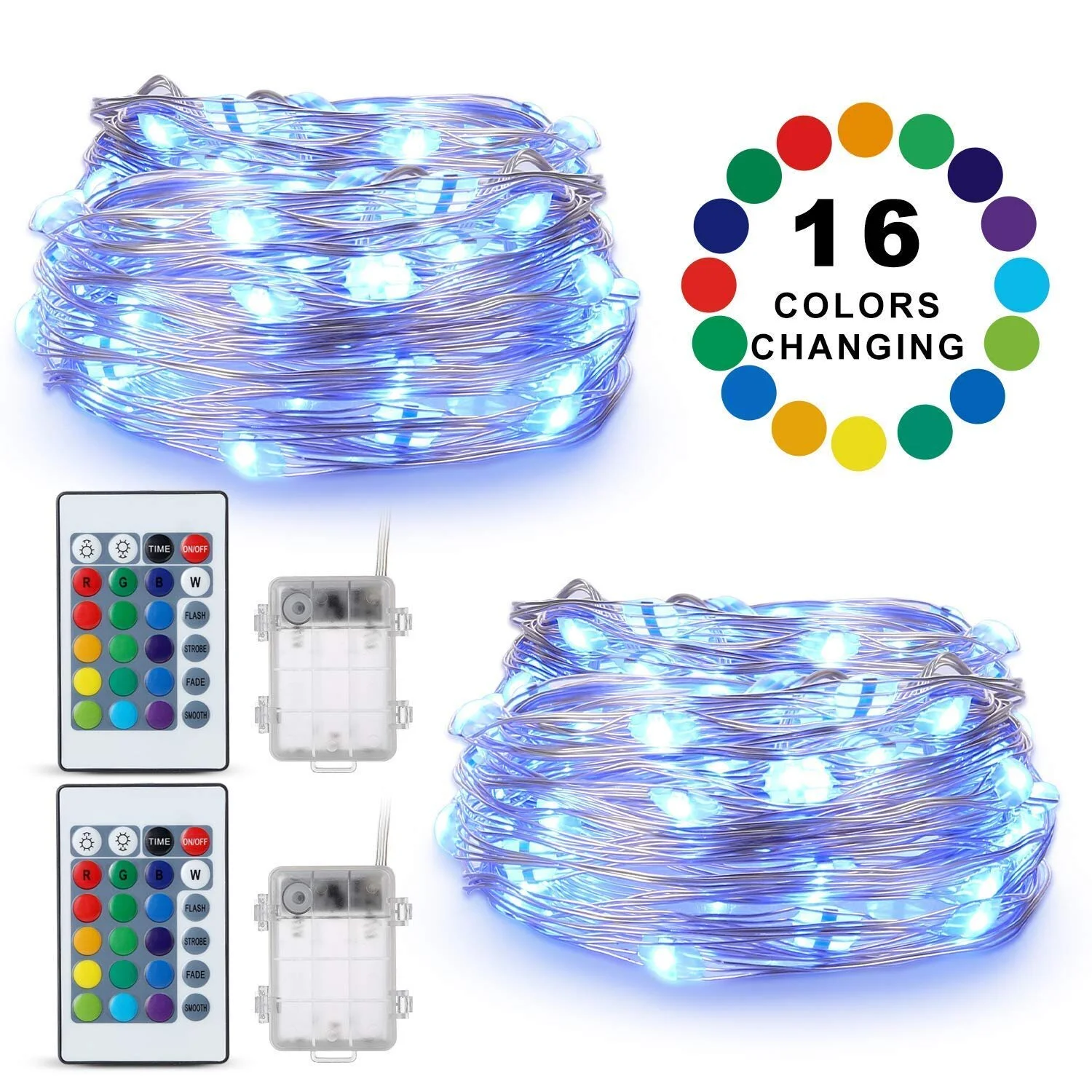16 COLOR CHANGING TWINKLE FAIRY STRING LIGHTS, BATTERY OPERATED WITH REMOTE FOR $10.49