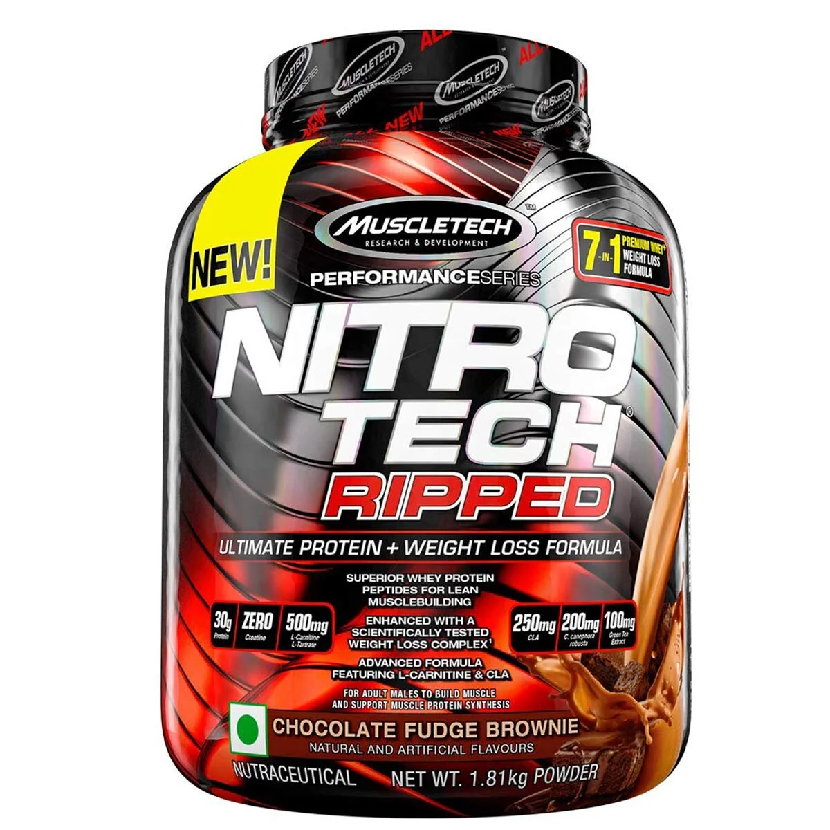 MUSCLETECH NITRO TECH RIPPED ULTRA CLEAN WHEY PROTEIN ISOLATE POWDER, CHOCOLATE FUDGE BROWNIE, 4 POUNDS FOR $35.69