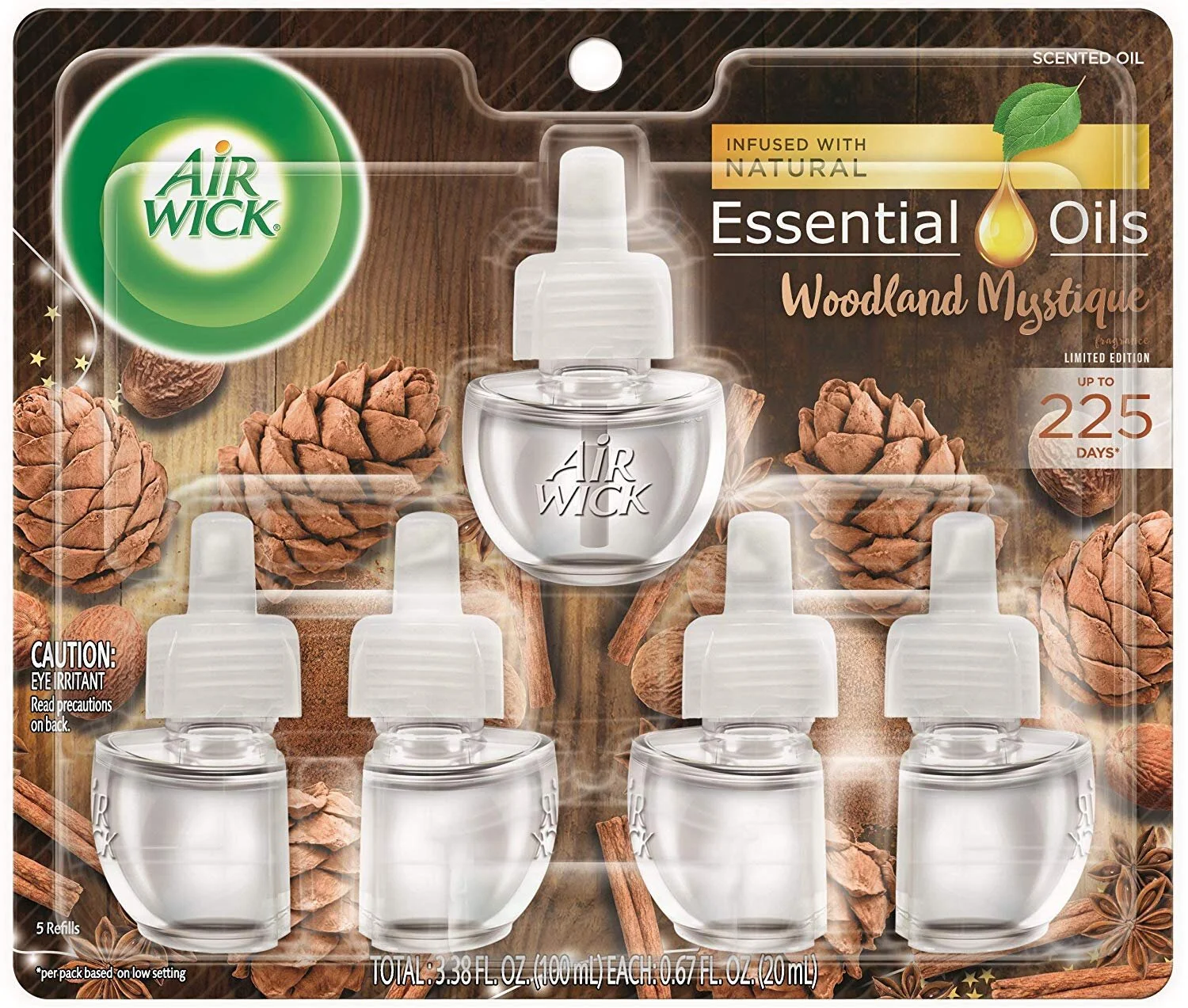 AIR WICK PLUG IN SCENTED OIL, WOODLAND MYSTIQUE, PACK OF 5 REFILLS FOR $4.75