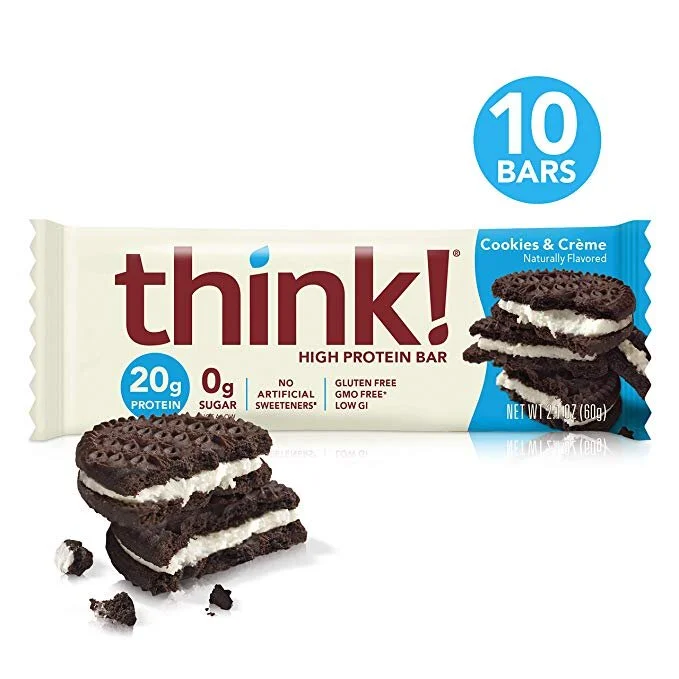 THINK! (THINKTHIN) HIGH PROTEIN BARS - COOKIES AND CREME, 10 COUNT FOR $8.50