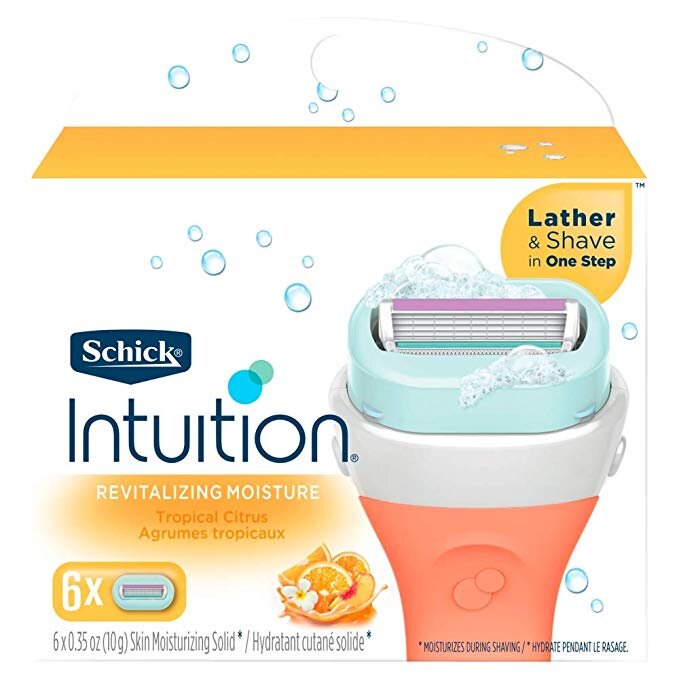 SCHICK INTUITION REVITALIZING MOISTURE RAZOR BLADE REFILLS FOR WOMEN, 6 COUNT FOR $11.39