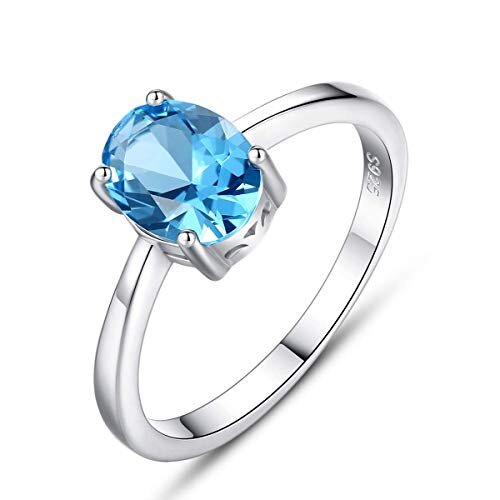 VEINTI+1 Eye-Catcher Opal Shape Sky Blue Topaz S925 Sterling Silver Women's Trendy Ring for $14.97