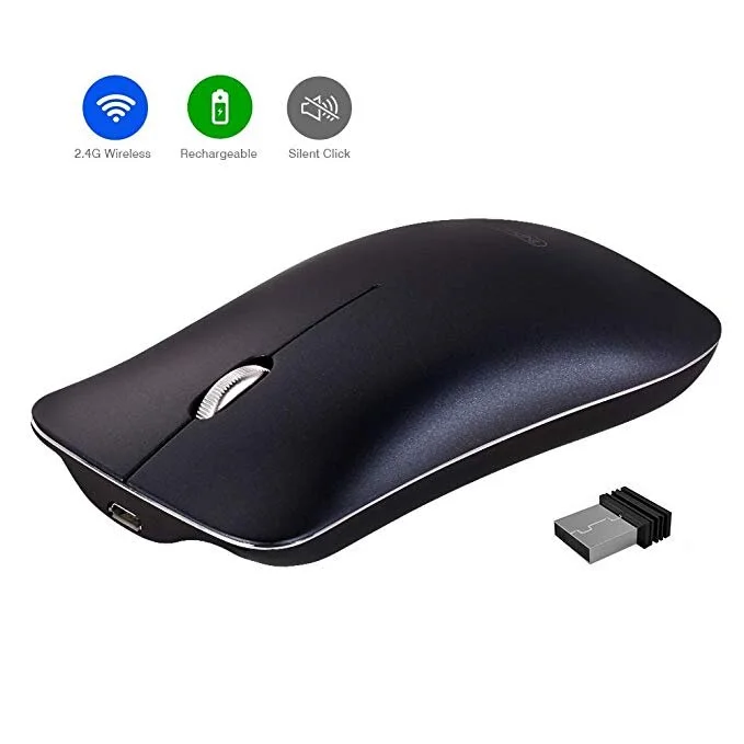 📡 Wireless Mouse Rechargeable, Inphic Silent Click 2.4G Wireless Mice 1600DPI Mini Portable for $7.53 - $7.64