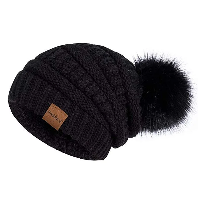 📡 Womens Winter Slouchy Beanie Hat, Knit Warm Fleece Lined Thick Thermal Soft Ski Cap with P for $7.93 - $18.77