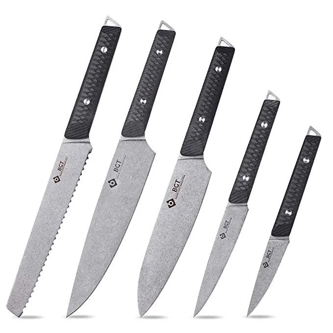 📡 BGT Swedish Sandvik 12C27 Stonewash Stainless Steel 5pcs Kitchen Knives,G10 Handle Profess for $81.58 (32% off)