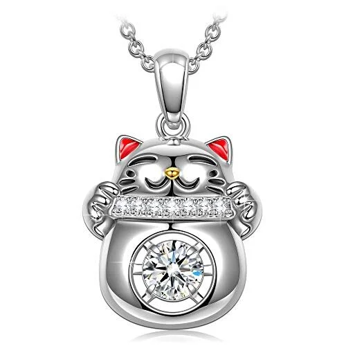 📡 DANCING HEART Lucky Cat Women Christmas Necklace Gifts Necklace for Women Cubic Zircon Nec for $22.94 (36% off)