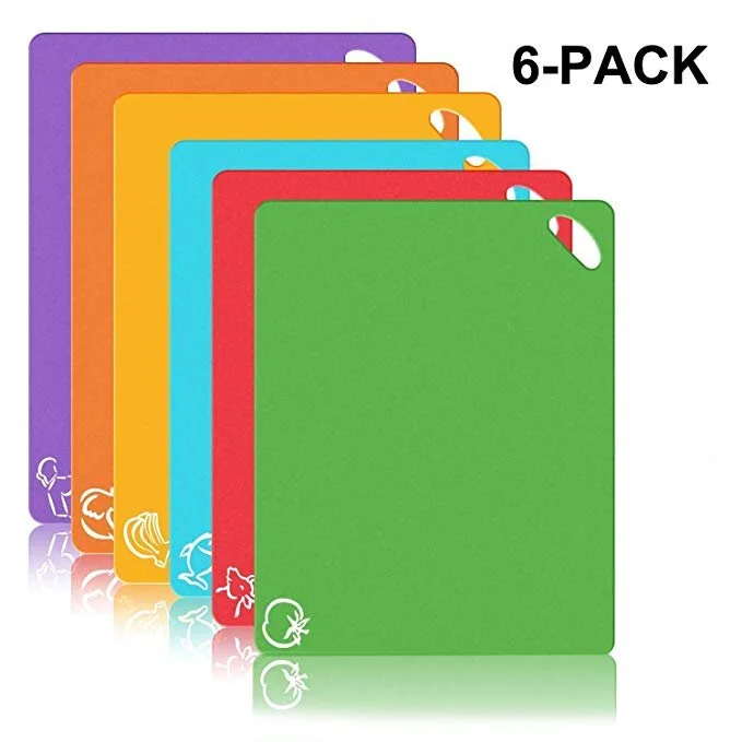 📡 JES&amp;MEDIS Extra Thick Flexible Plastic Kitchen Cutting Board Mats Set, Set of 6 Colored Ma for $13.59 (15% off)