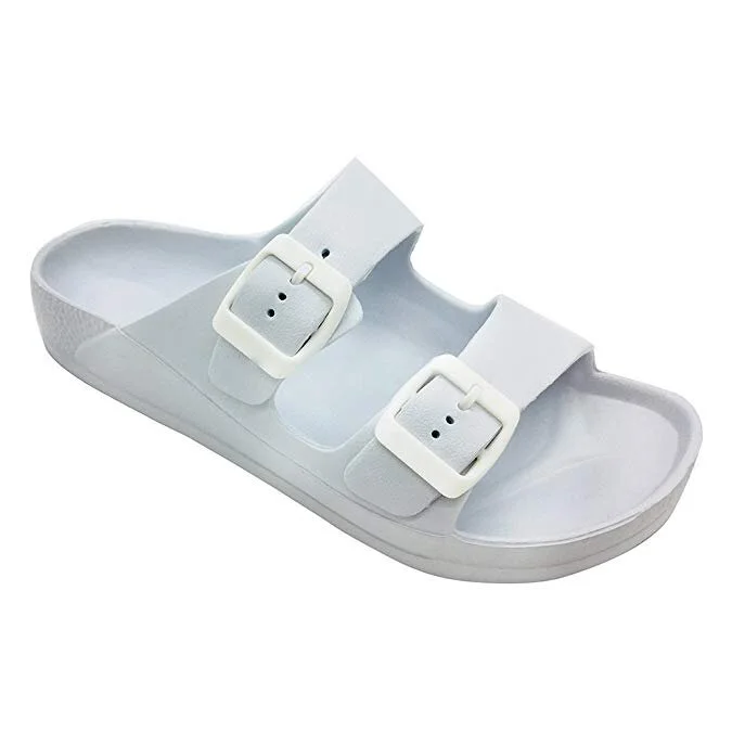 📡 FUNKYMONKEY Women's Comfort Slides Double Buckle Adjustable EVA Flat Sandals for $8.49 - $15.29