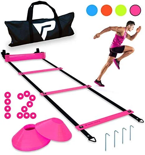 📡 Pro Agility Ladder and Cones - 15 ft Fixed-Rung Speed Ladder with 12 Disc Cones for Soccer for $12.70 (36% off)