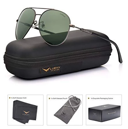 📡 LUENX Men Aviator Sunglasses Polarized Women:UV 400 Protection 60MM Fashion Style, Driving for $14.44 (15% off)