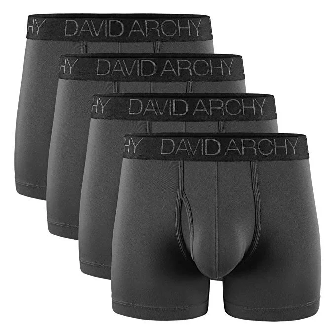 📡 DAVID ARCHY Men's Breathable Boxer Briefs Bamboo Rayon Trunks with Fly in 3 or 4 Pack for $21.99 - $23.99