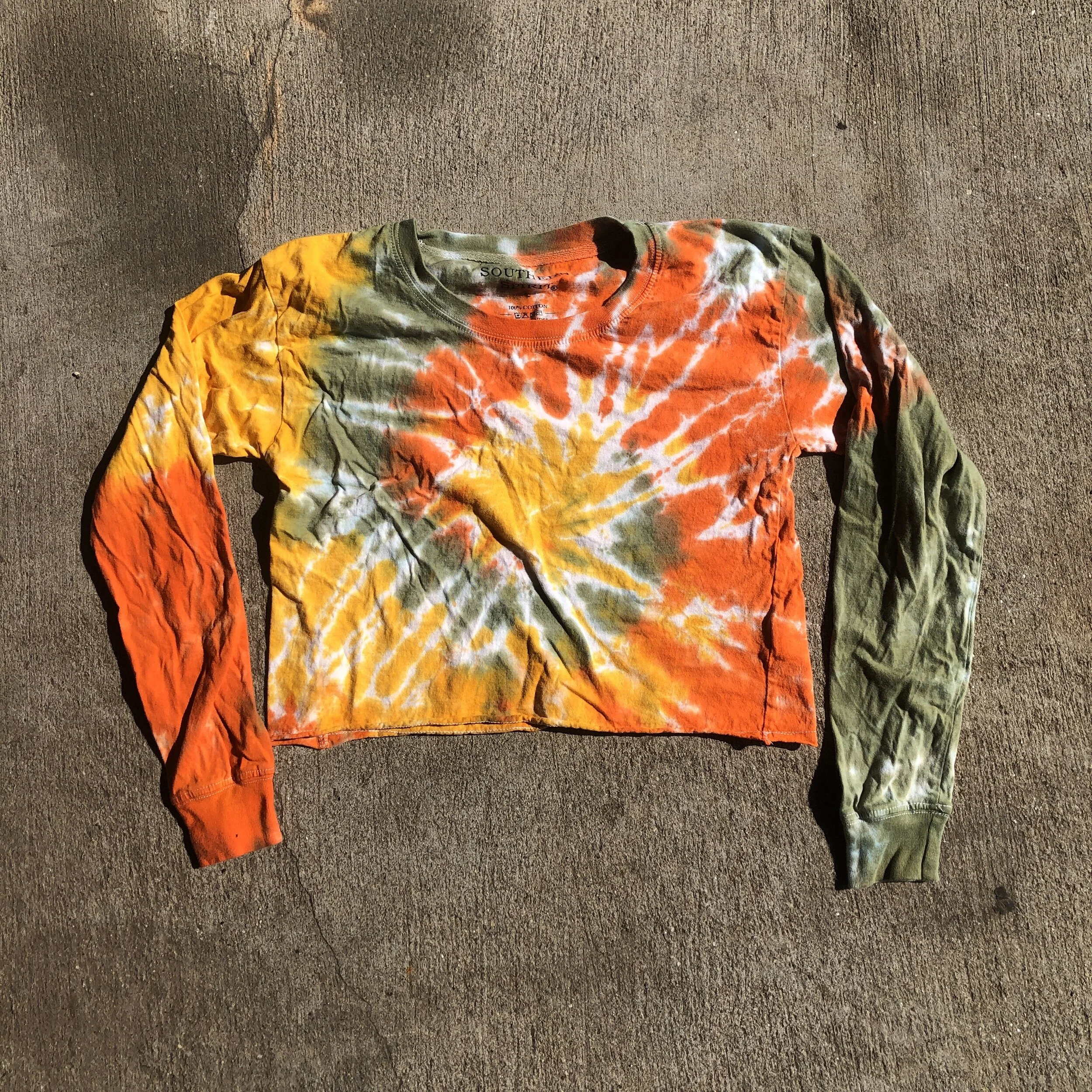 Upcycled Long Sleeve Crop Dyed Tee