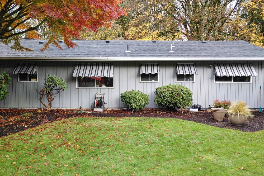 Striped Window Awnings