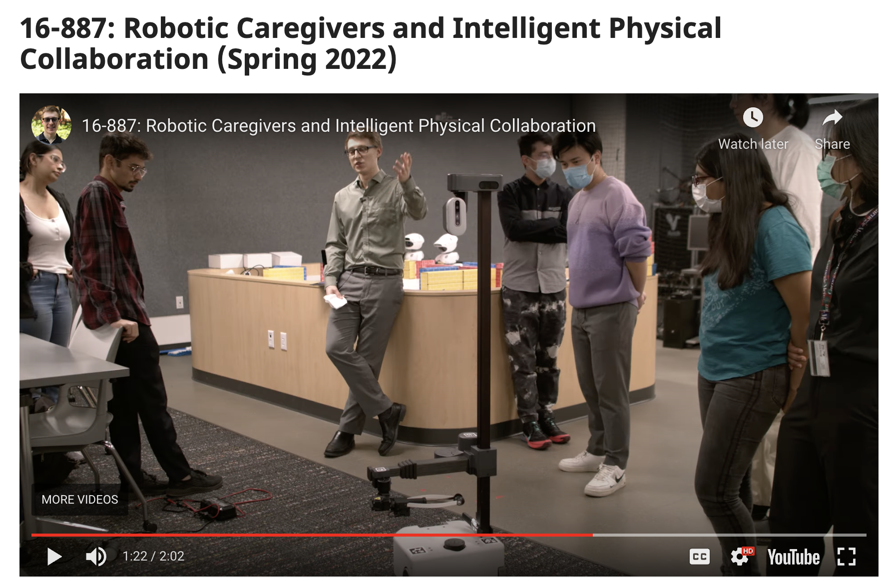 CMU course: Robotic Caregivers (Spring 2022)