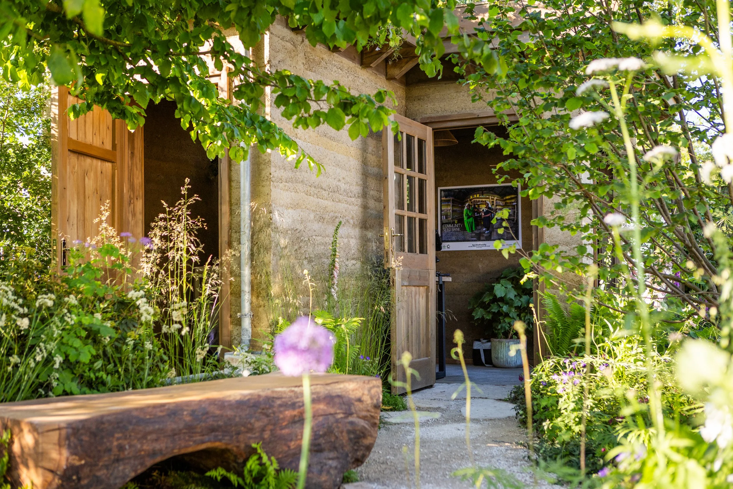 butler and parker garden of the future garden at Chelsea flower show , view from inside the garden