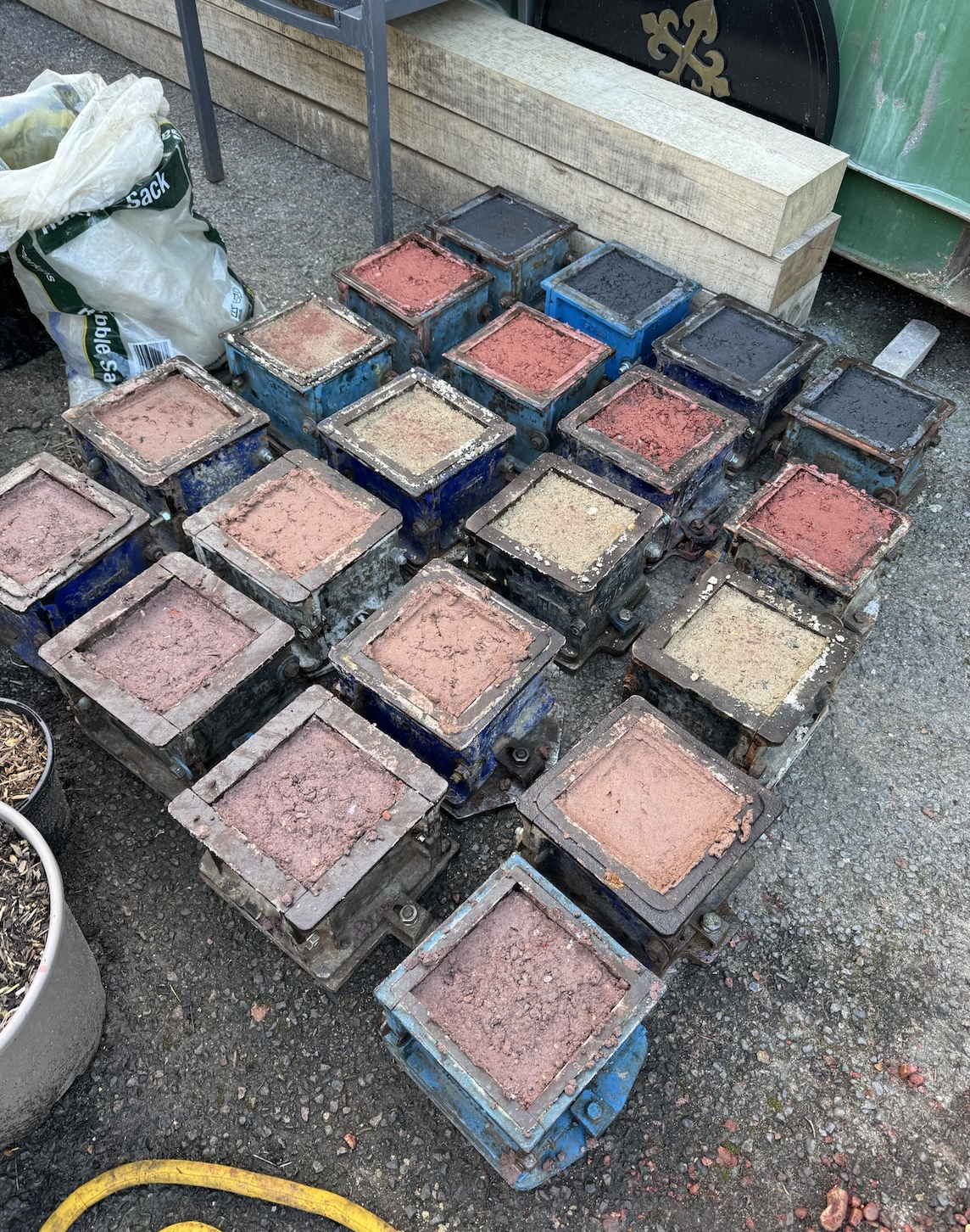 several test block of rammed earth