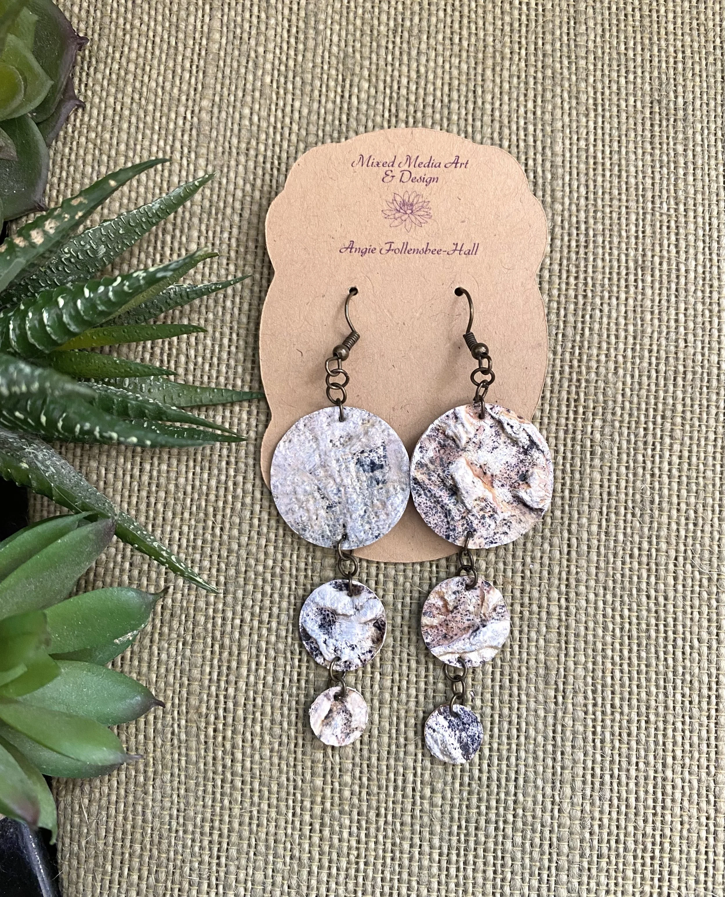 Neutral Tone Earrings, Three Drops