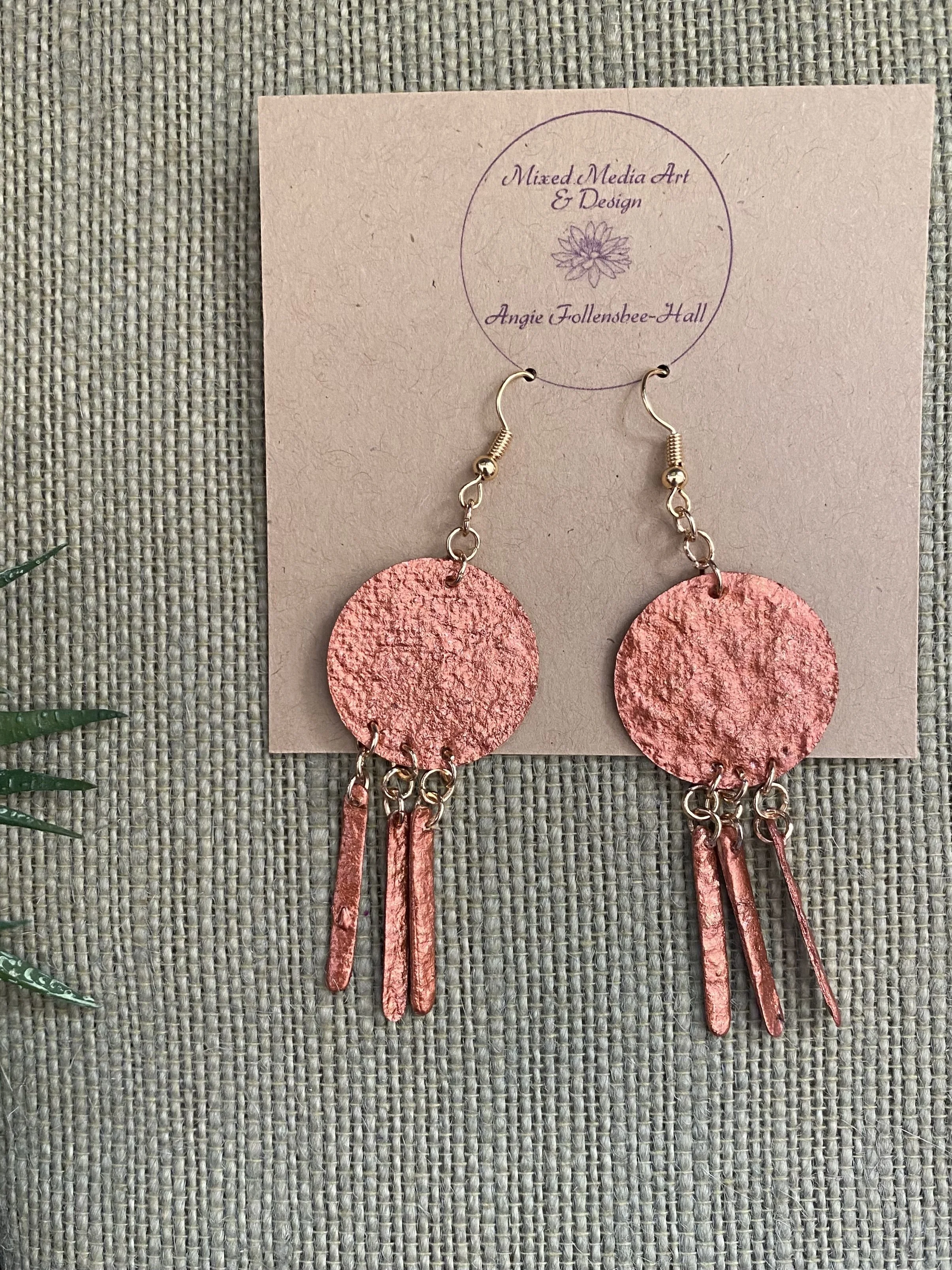 Copper Earring: Single Drop With Dangles