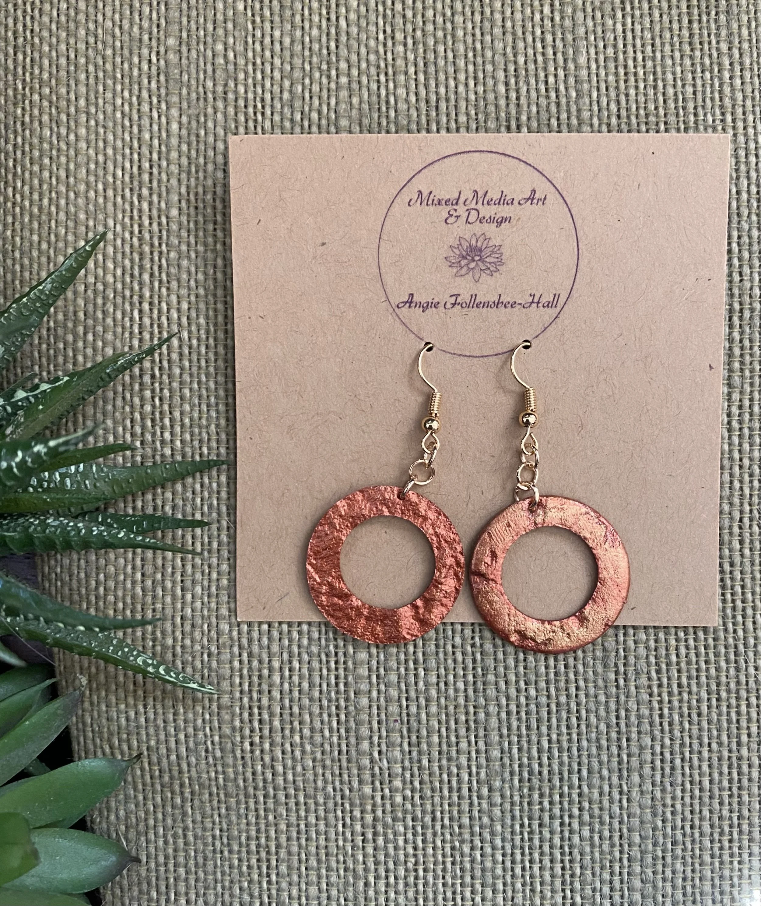 Copper Earring: Single Drop With Open Circle