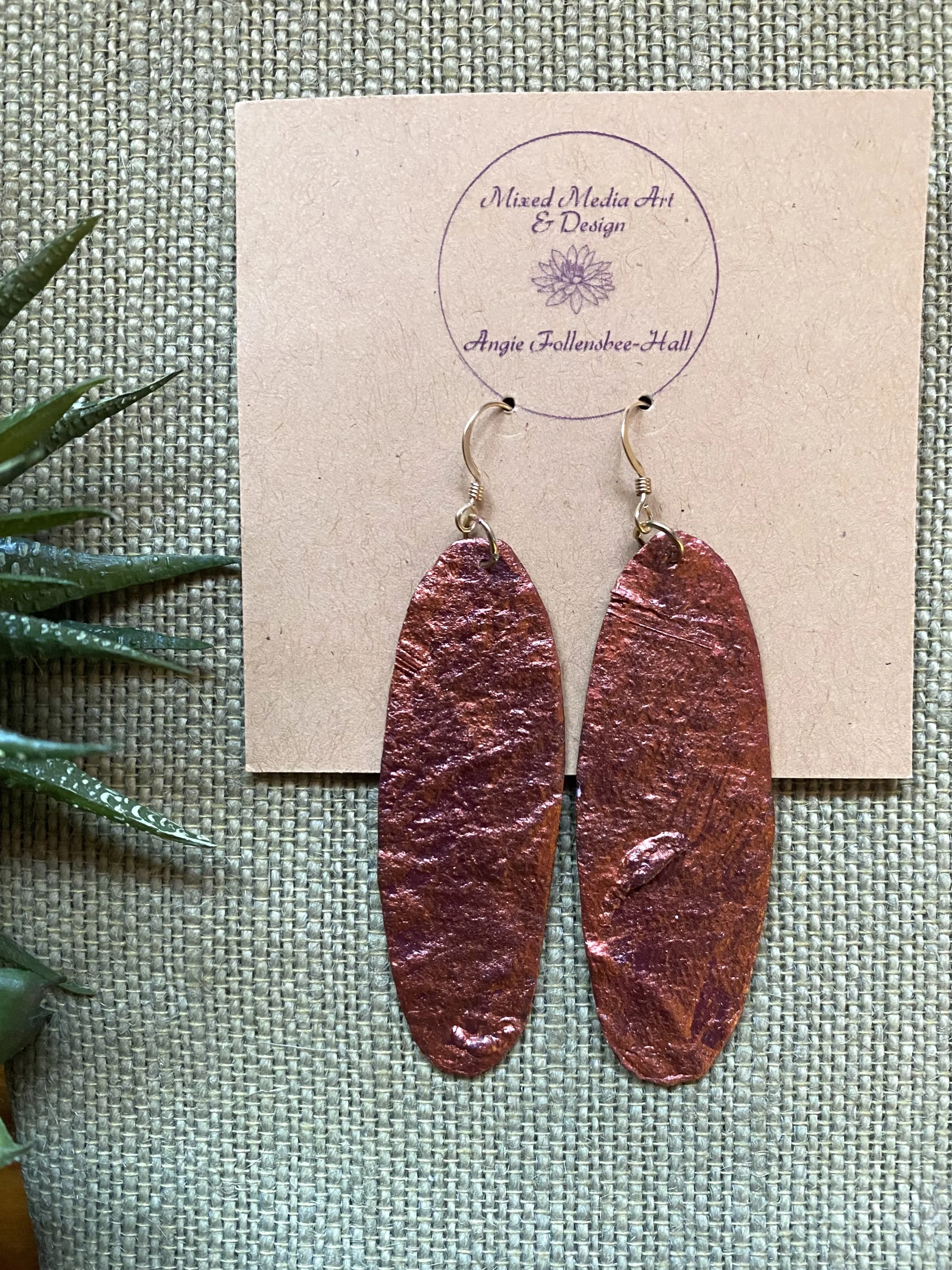 Copper Earring: Single Long Oval