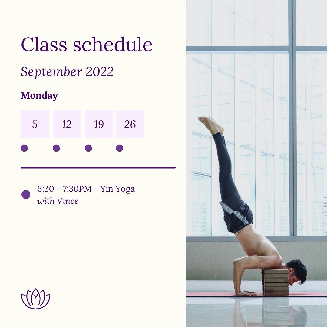 Here's our September schedule ✨

Let's begin the ber-months with inner peace and solitude 🤍

Book a yoga class with us through the Mindbody app 📱PM us for inquiries!