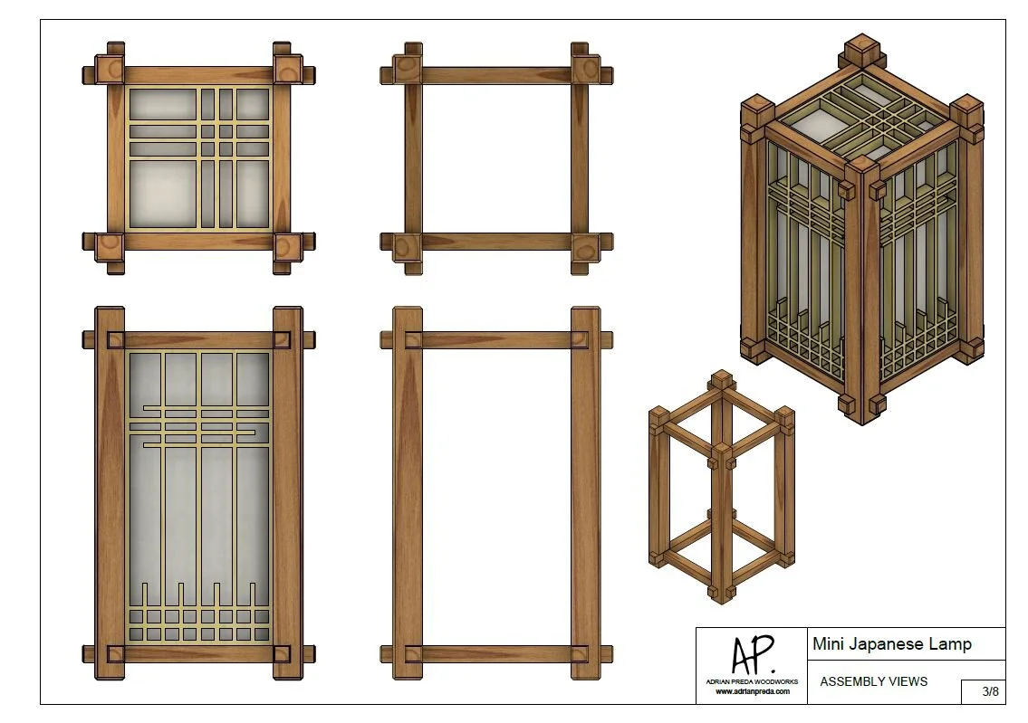 日本画ミニフレーム「 lampadaire」 Mini Japanese Lamp - Plans — Adrian Preda Woodworks