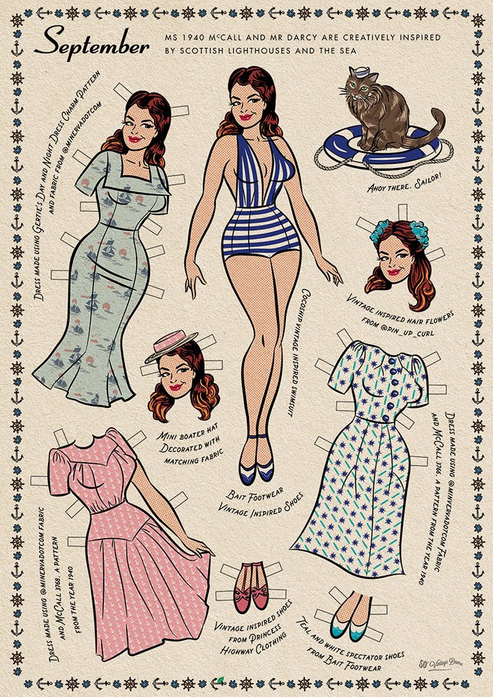 50s Vintage Dame - These fabulous magnetic Paper dolls were done for  @gertie18 for her new pattern launch - you can dress Gertie in her new  clothes sewn from her new Charm