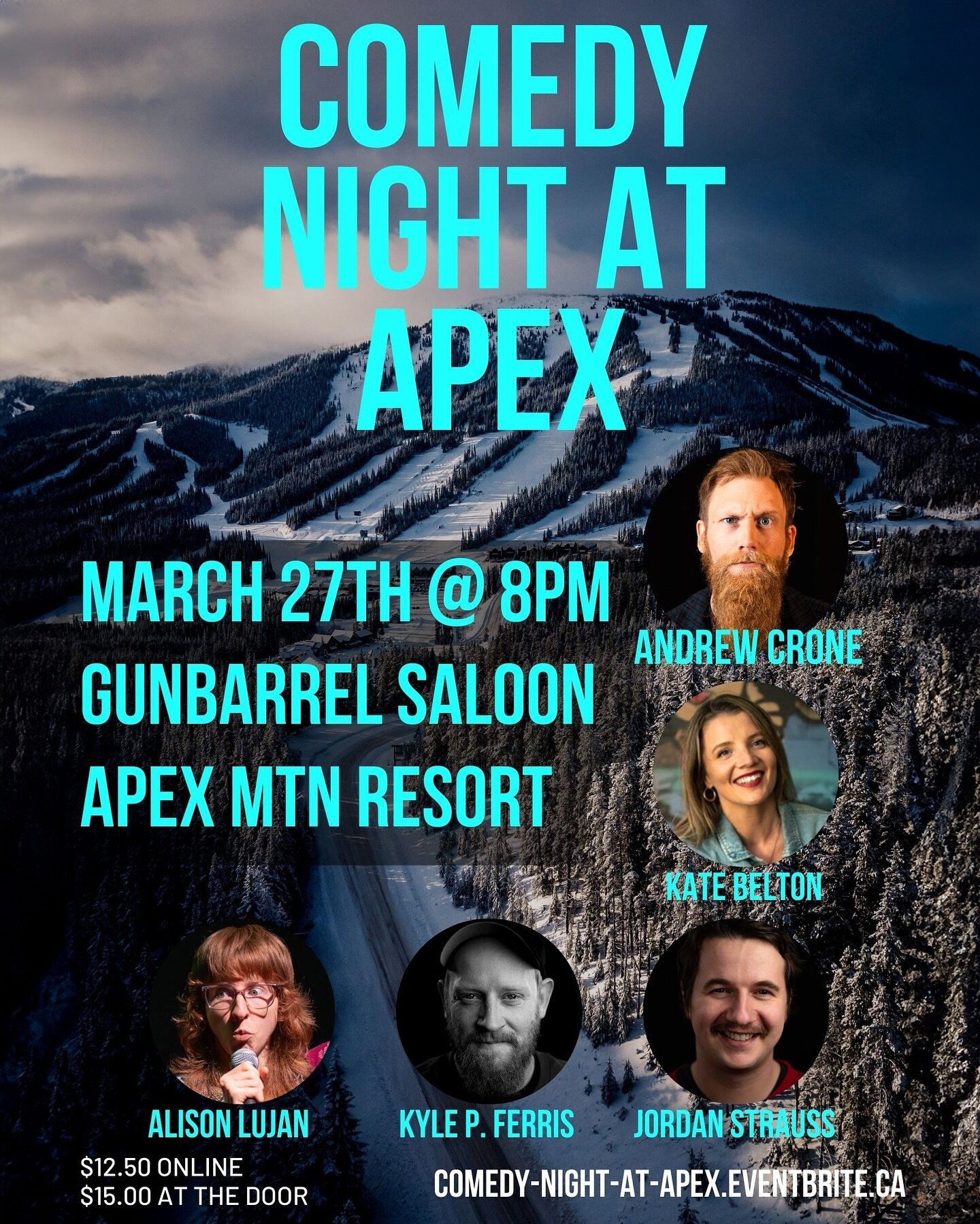 Some serious talent is coming to the mountain! I&rsquo;ve wanted to organize a show at @apexmtnresort for a while now and what better way to end the season than with a night of high altitude hilarity. Find tickets in my comedy story highlights and co