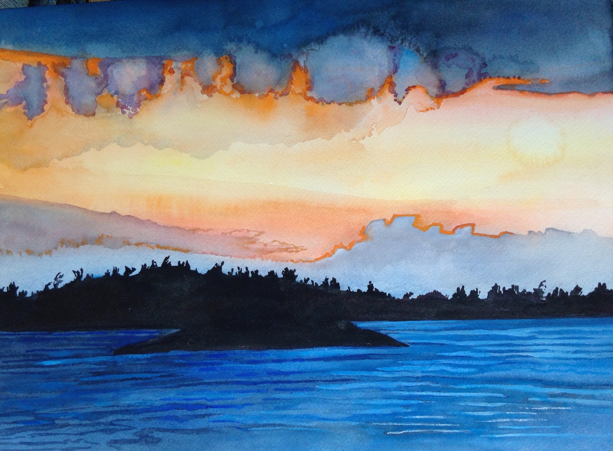 Sunset, Georgian Bay, 12 x 16 inches, 2017