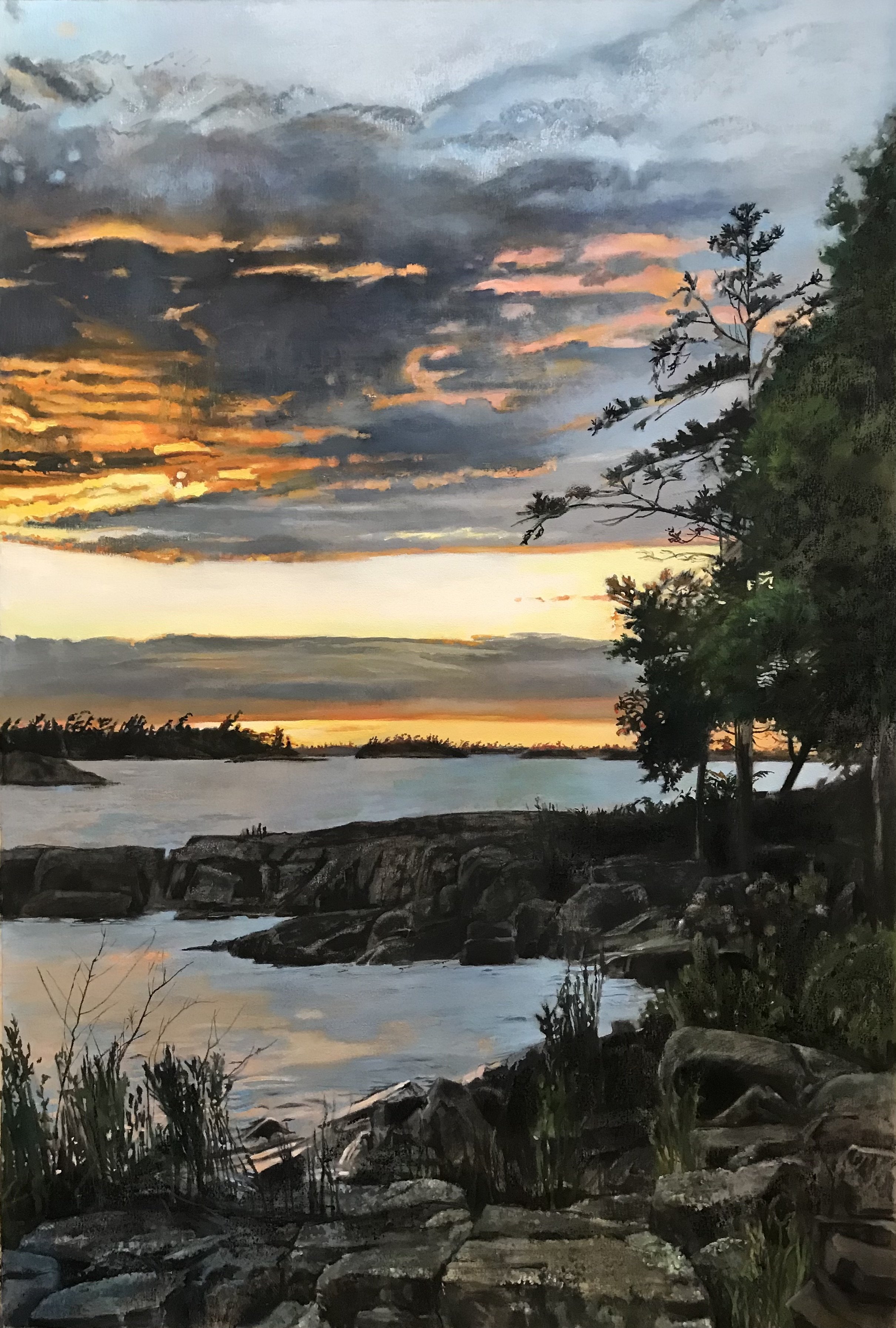 "Island Sunset"  48 x 32 inches oil and oil stick   SOLD