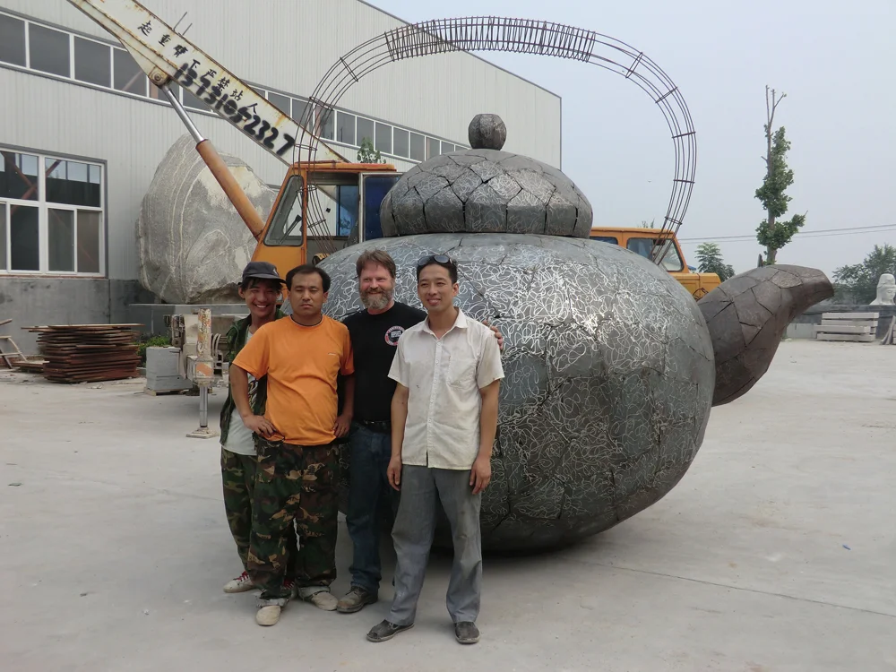 Peter with his crew of local craftsmen.