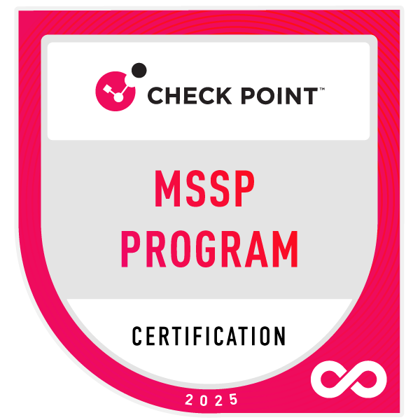 Check Point MSSP Program Certification badge with 2025 expiration