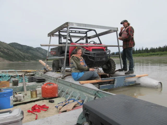 The raft was nose heavy so Scarlett and Greg acted as ballast on the rear while Wayne drove the boat.