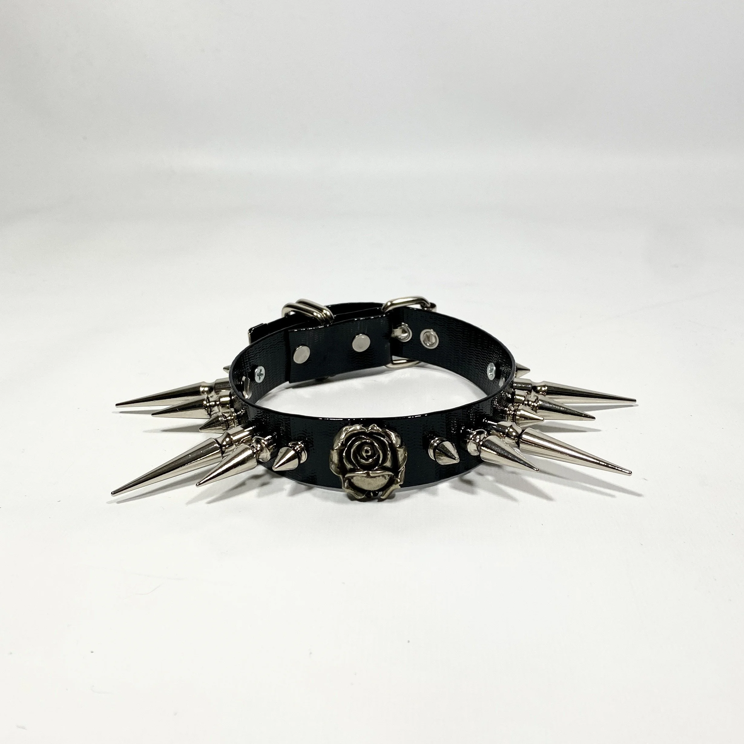Long Spiked Rose Collar