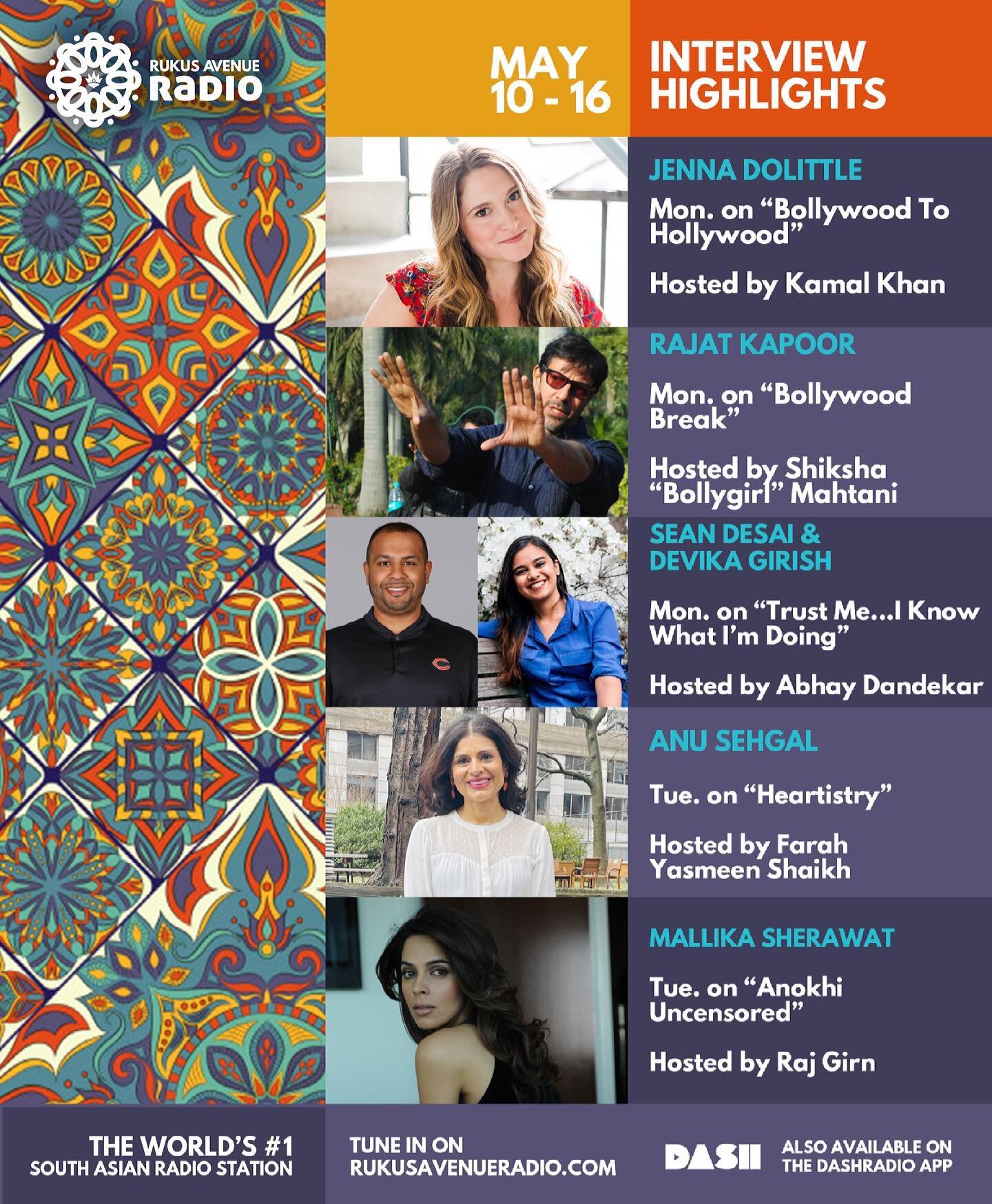 Monday happened again and we are SO ready for it! Tune in to our amazing line up 📻

@iamkamalkhan x @thatdoolittle 
@iambollygirl x @rkrkay 
@mygoodfraindt x @coachseandesai @devikagirgayi 
@heartistrytalkshow x @theculturetree 
@rajgirn x @mallikas