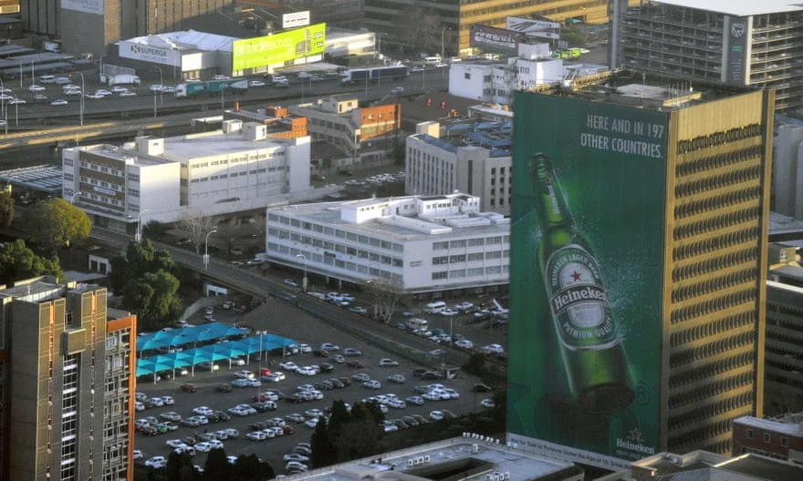 A Heineken ad in an inner city area of Johannesburg in South Africa. Photograph: Alamy