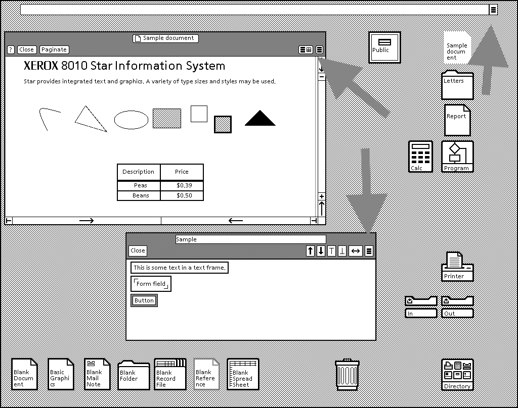 Early hamburger icons on the Xerox Star