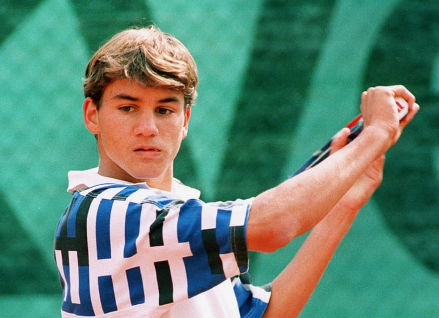 Roger Federer in 1996, aged 15, competing at the World Youth Cup in Zurich. Photograph: Keystone