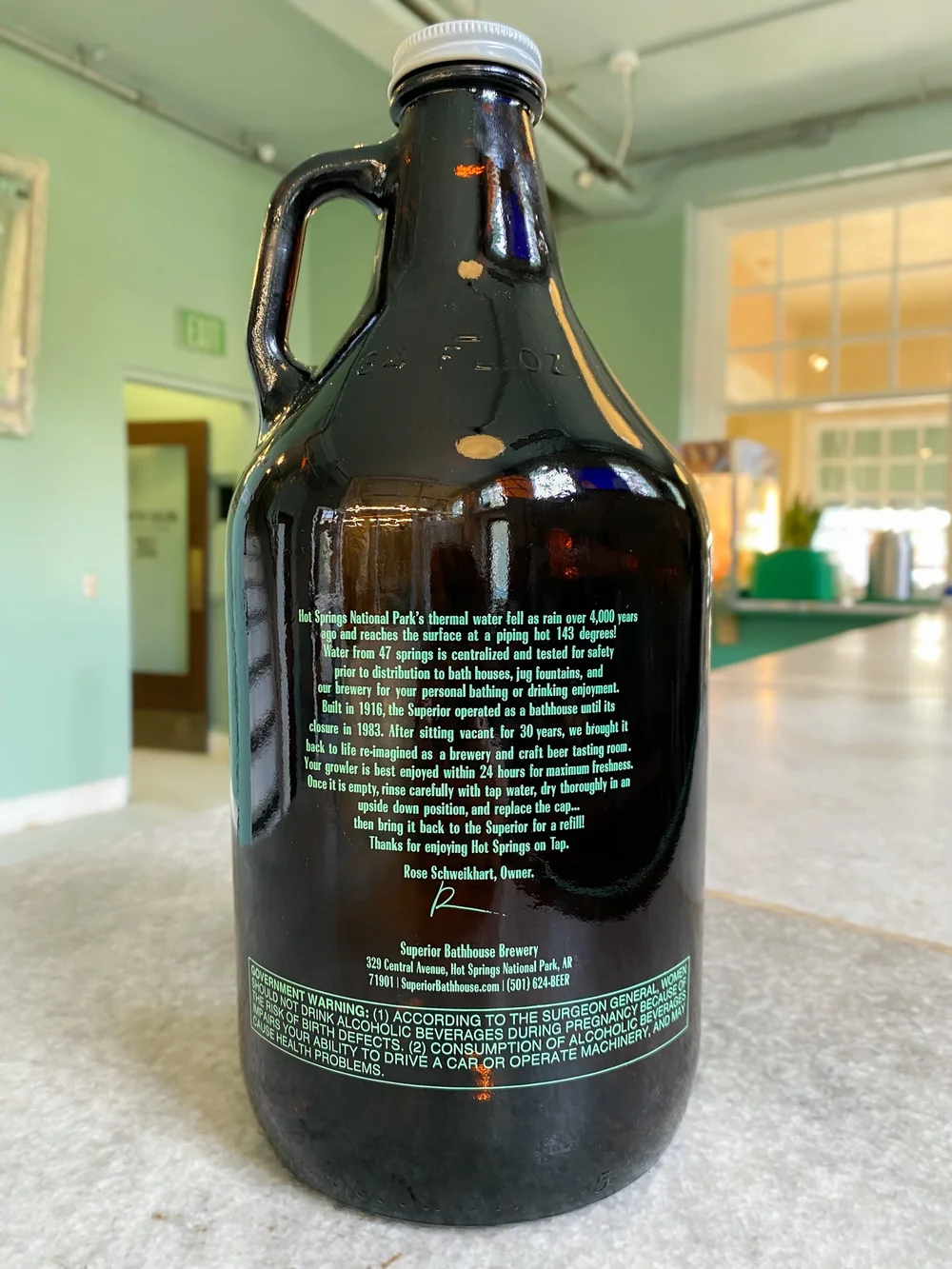 64oz Amber Glass Growler — Superior Bathhouse Brewery