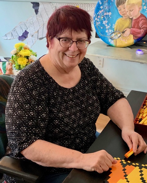Creative artist Nancy Douglas at work.