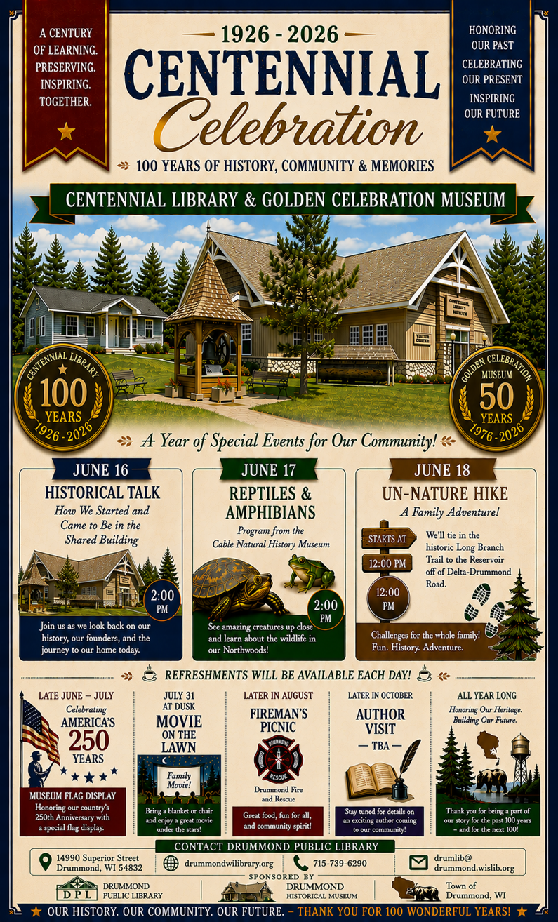Centennial and Golden Celebration for Drummond Public Library and the Drummond Historical Museum 