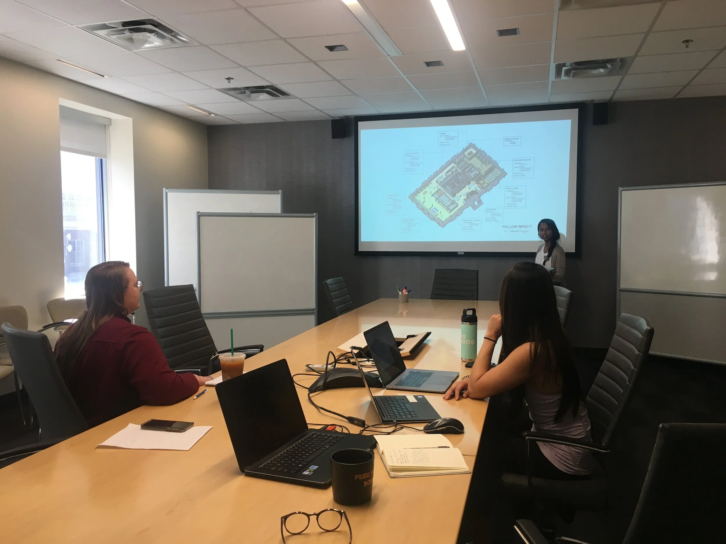 Emily in a meeting at SimTigrate Lab