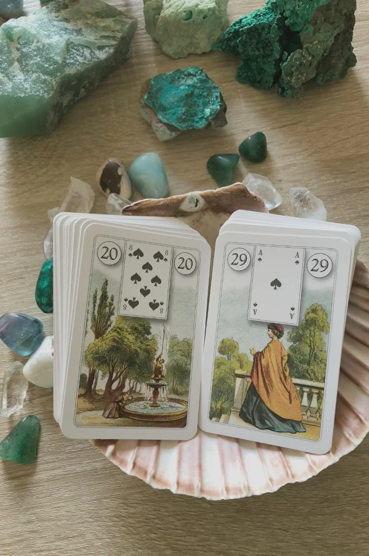 Lenormand Garden card combinations and interpretations. Learn how to combine the Lenormand Garden card for general, love, business, money, health and other types of readings. Here is how to combine Garden with Clover, Book, Tree, Bear and other cards in your deck.