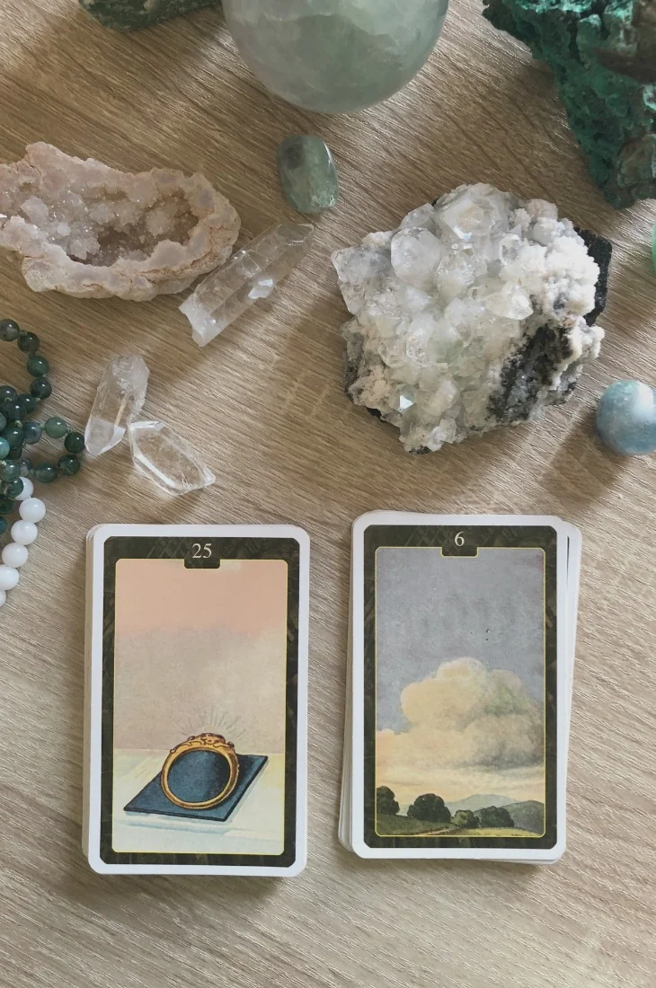 Lenormand Ring card combinations and interpretations. Learn how to combine the Lenormand Ring card for general, love, business, money, health and other types of readings. Here is how to combine Ring with Fox, Rider, Stork, Scythe and other cards in your deck.