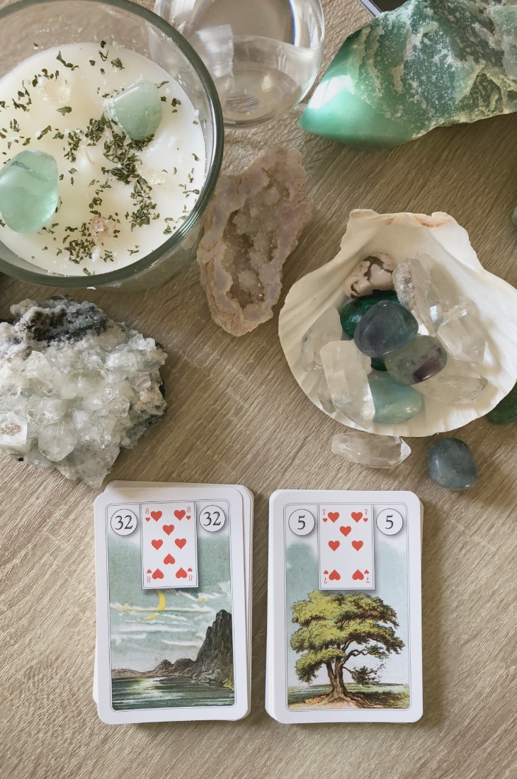 Lenormand Moon card combinations and interpretations. Learn how to combine the Lenormand Moon card for general, love, business, money, health and other types of readings. Here is how to combine Moon with Anchor, Key, Fish, Lily and other cards in your deck.