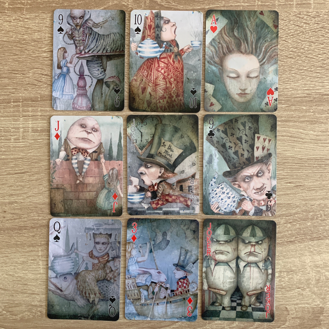 An Alice in Wonderland themed Playing card deck by British artist Dominic Murphy.