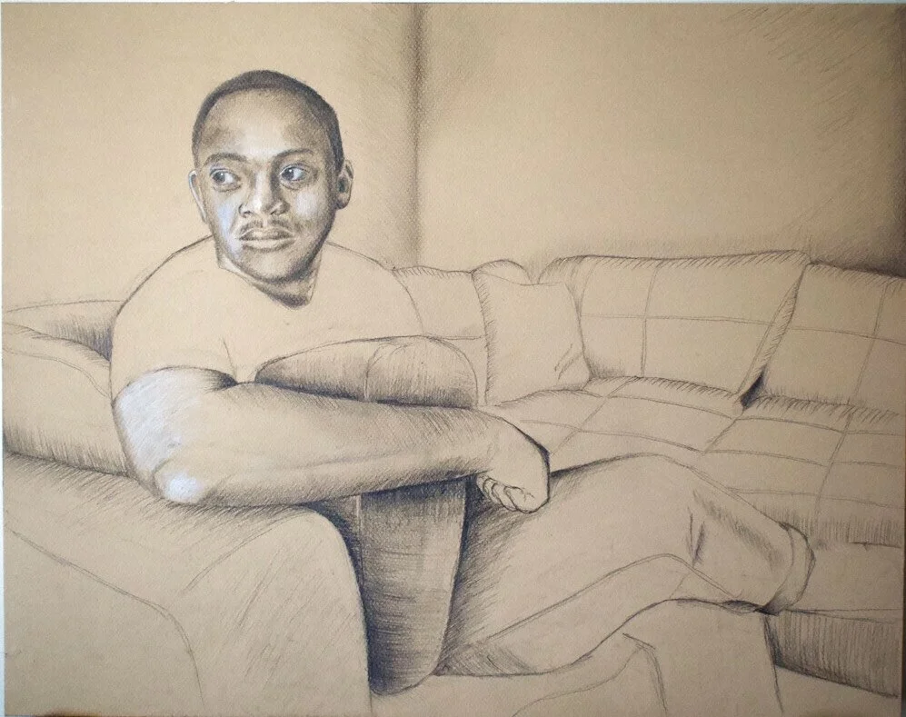 “Dejon” 2020Colored pencil and graphite on paper, 16 in x 20 in